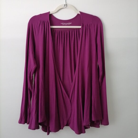 Soft Surroundings Purple Maroon Long Sleeve Open Front Cardigan Sweater Size XS - Picture 1 of 6